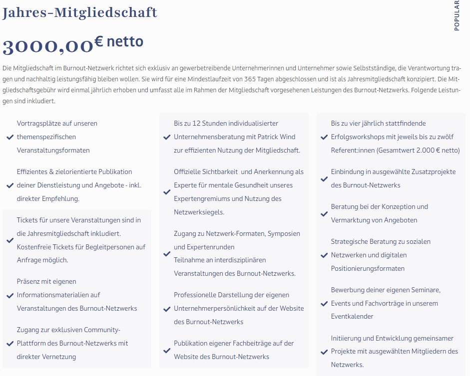 Mitgliedschaft im Burnout-Netzwerk 