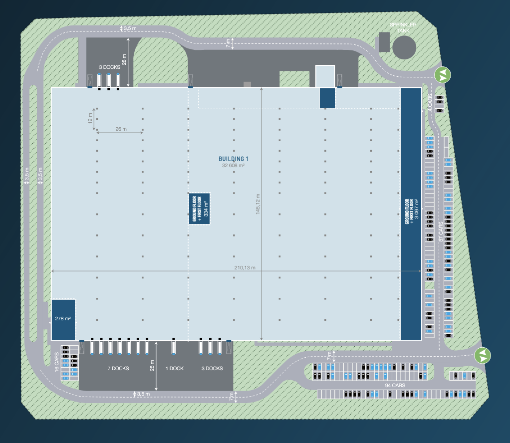 Kiadó raktárak Raktárak Logicor Rzeszów. Siteplan.
