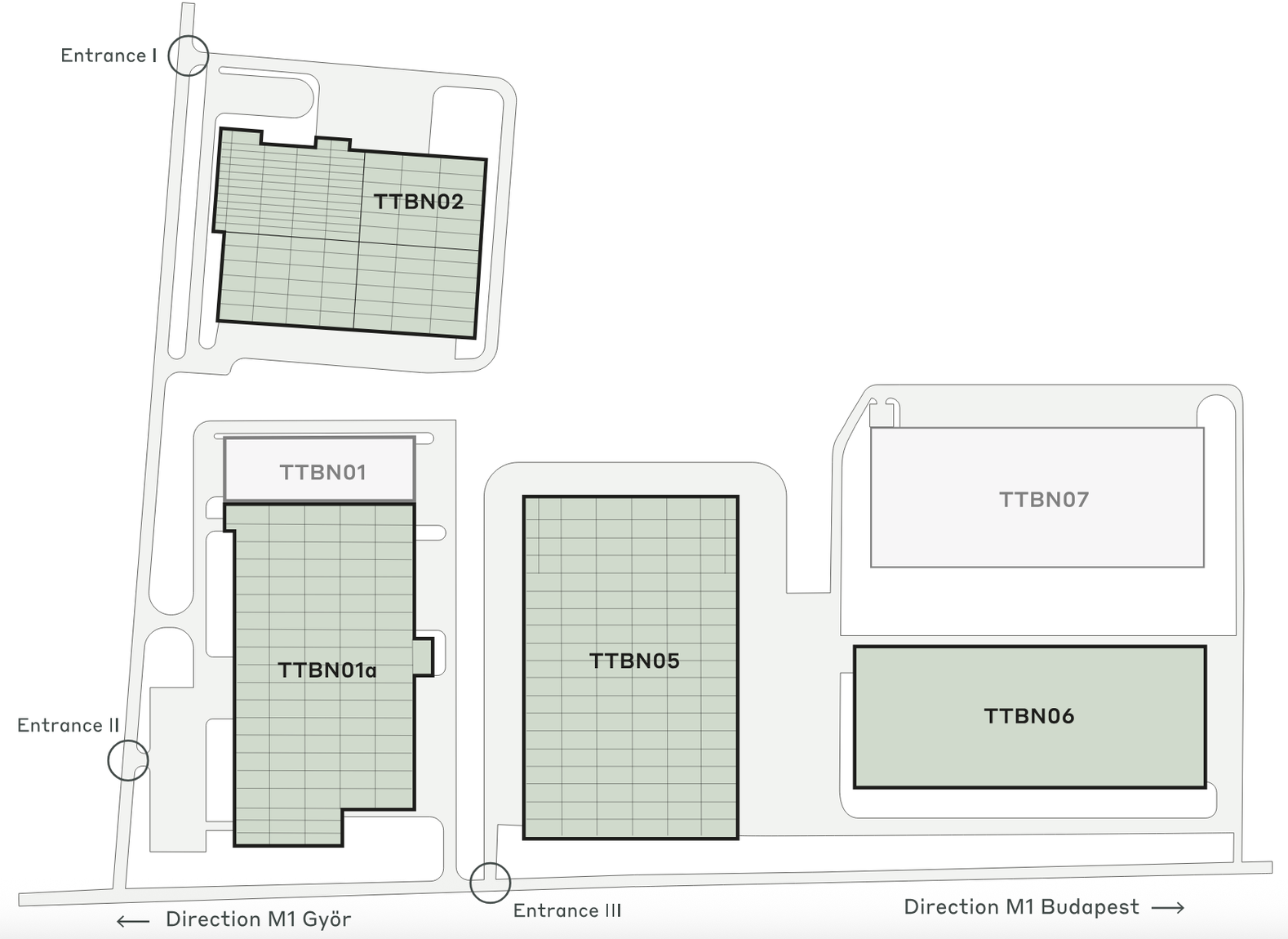 Warehouses for rent in Warehouses CTPark Tatabánya. Siteplan.