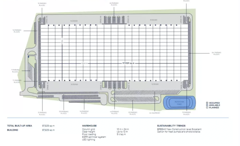 Warehouses for rent in Warehouses Panattoni Park Most Joseph. Siteplan.