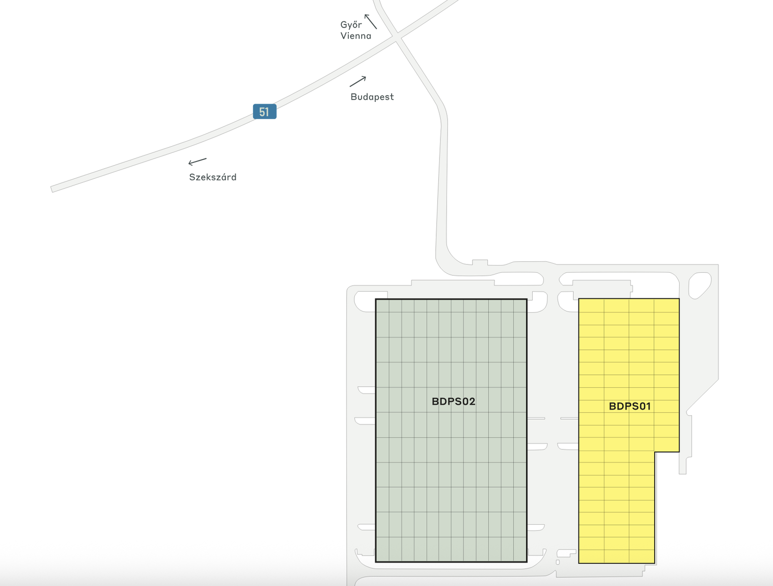 Depozite de închiriat în Depozite CTPark Budapest South. Siteplan.
