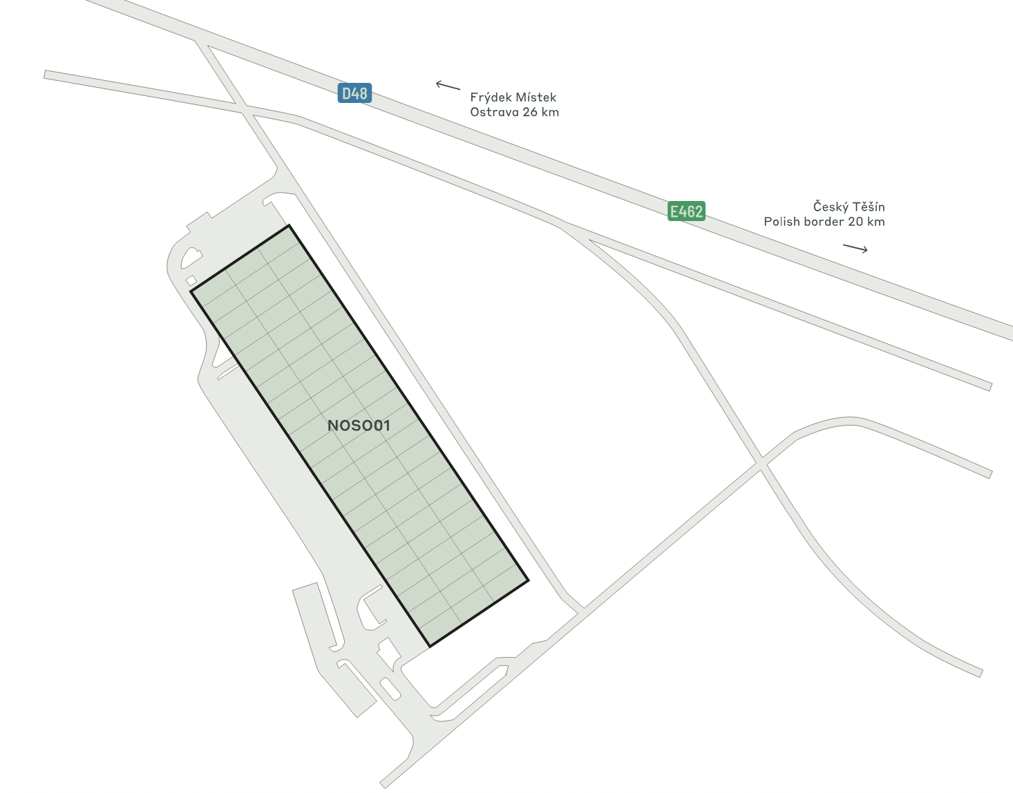 Magazyny do wynajęcia w Magazyny CTPark Nošovice. Siteplan.
