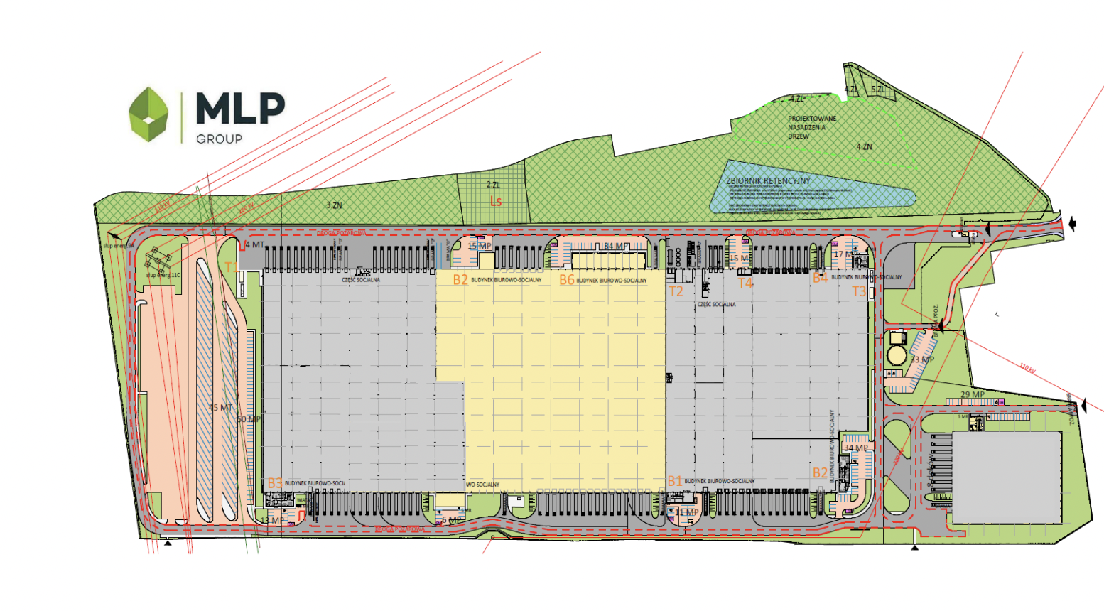 Magazyny do wynajęcia w Magazyny MLP Łódź. Siteplan.