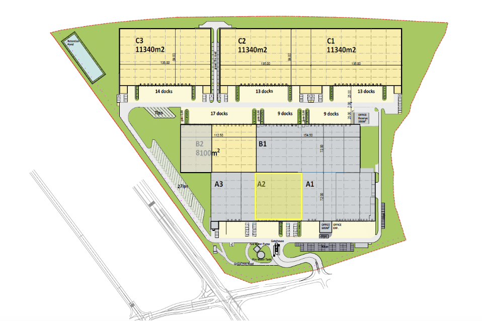Magazyny do wynajęcia w Magazyny MLP Czeladź. Siteplan.