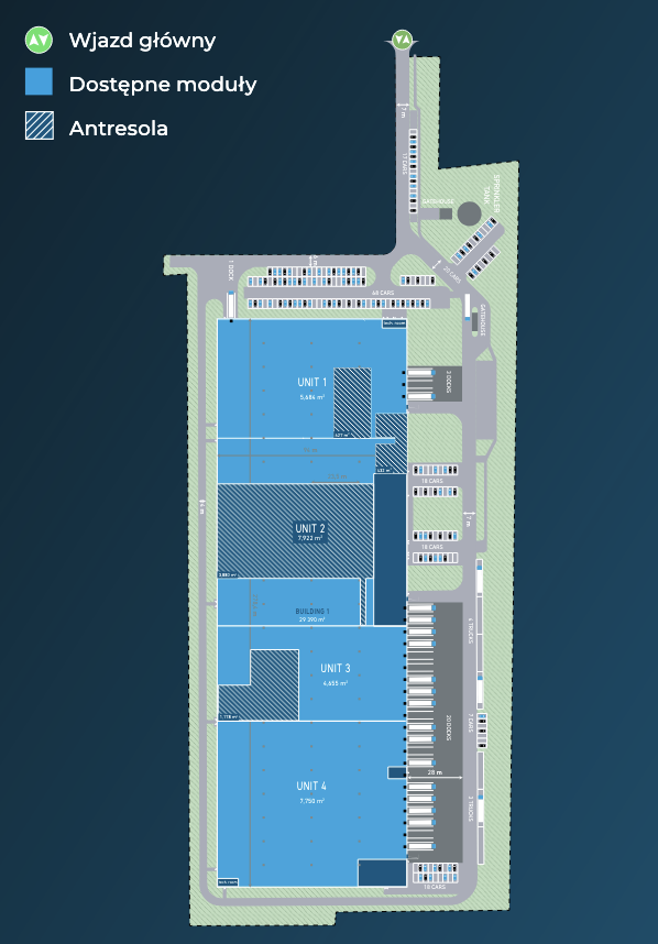 Depozite de închiriat în Depozite Logicor Łódź III. Siteplan.