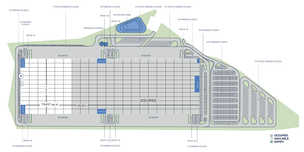 Depozite de închiriat în Depozite Panattoni Park Cheb East. Siteplan.