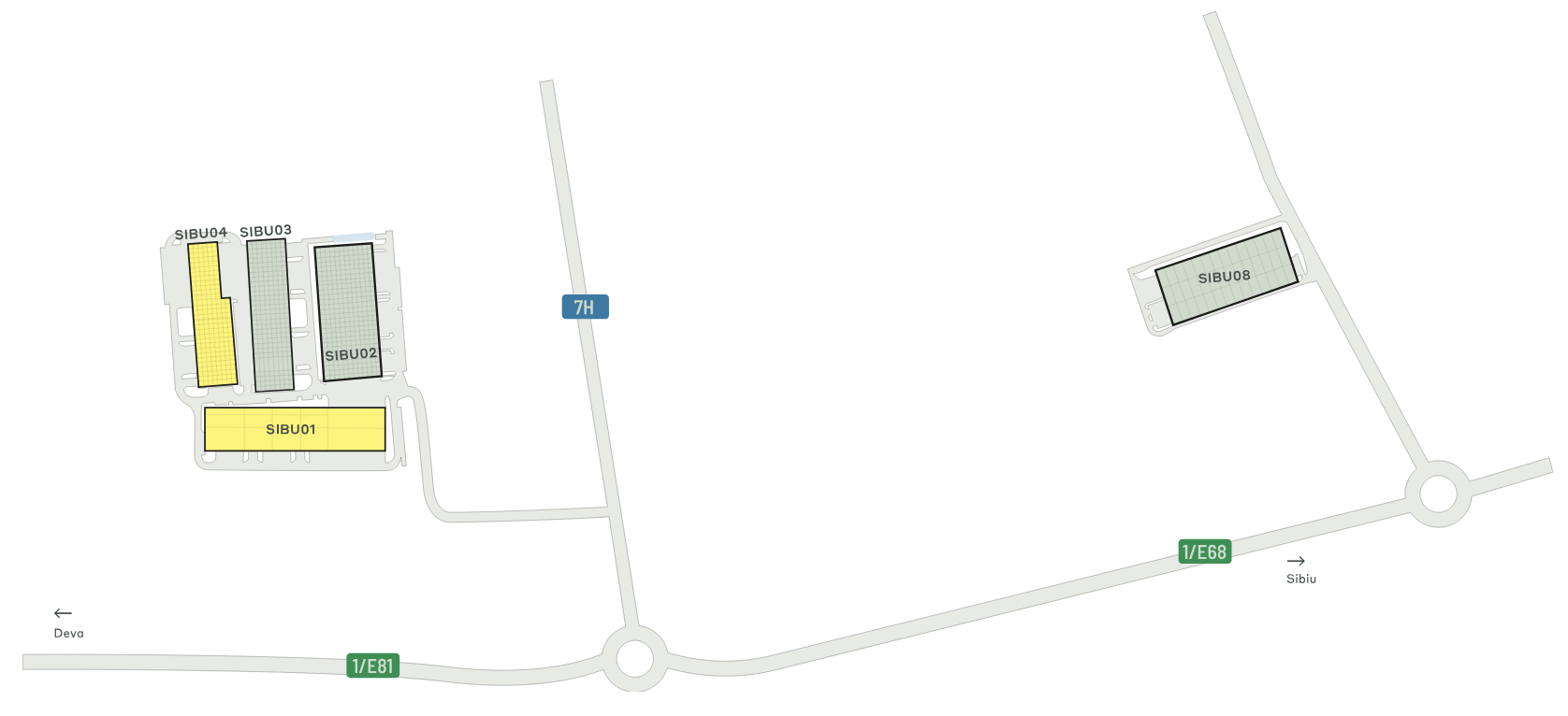 Warehouses CTPark Sibiu, Sibiu - warehouses for rent. Siteplan.