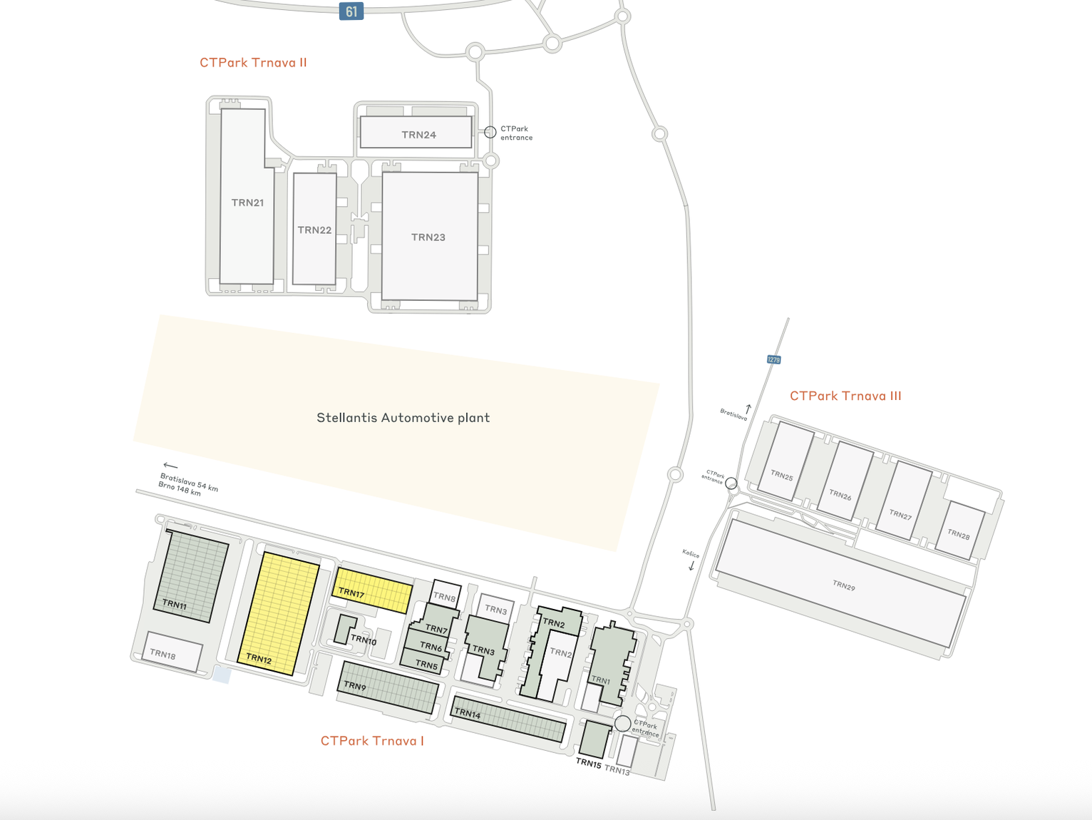 Sklady k pronájmu v Sklady CTPark Trnava. Siteplan.