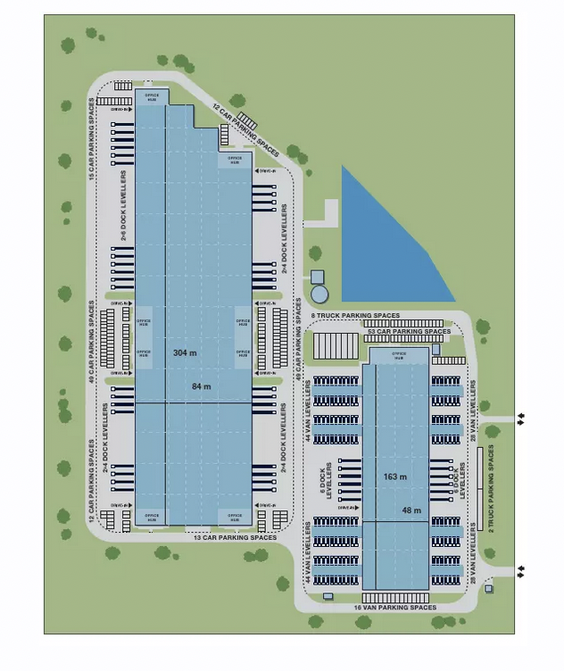 Magazyny do wynajęcia w Magazyny Panattoni Park Grudziądz. Siteplan.