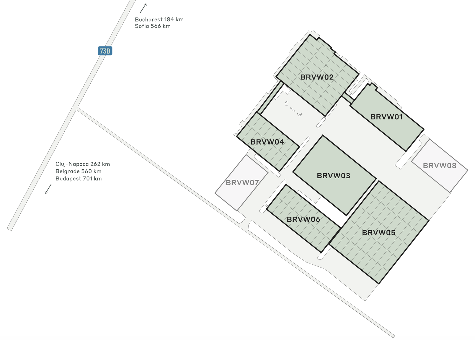 Warehouses CTPark Brasov West, Brașov - warehouses for rent. Siteplan.