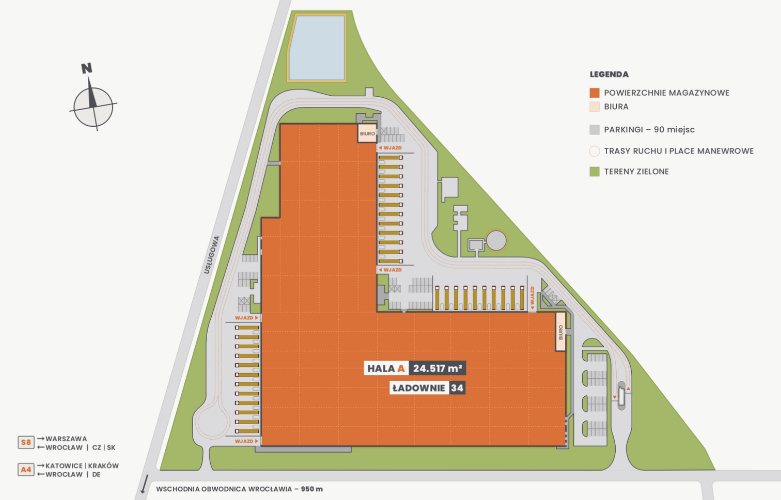 Warehouses for rent in Warehouses EQT Exeter Park Wrocław East. Siteplan.