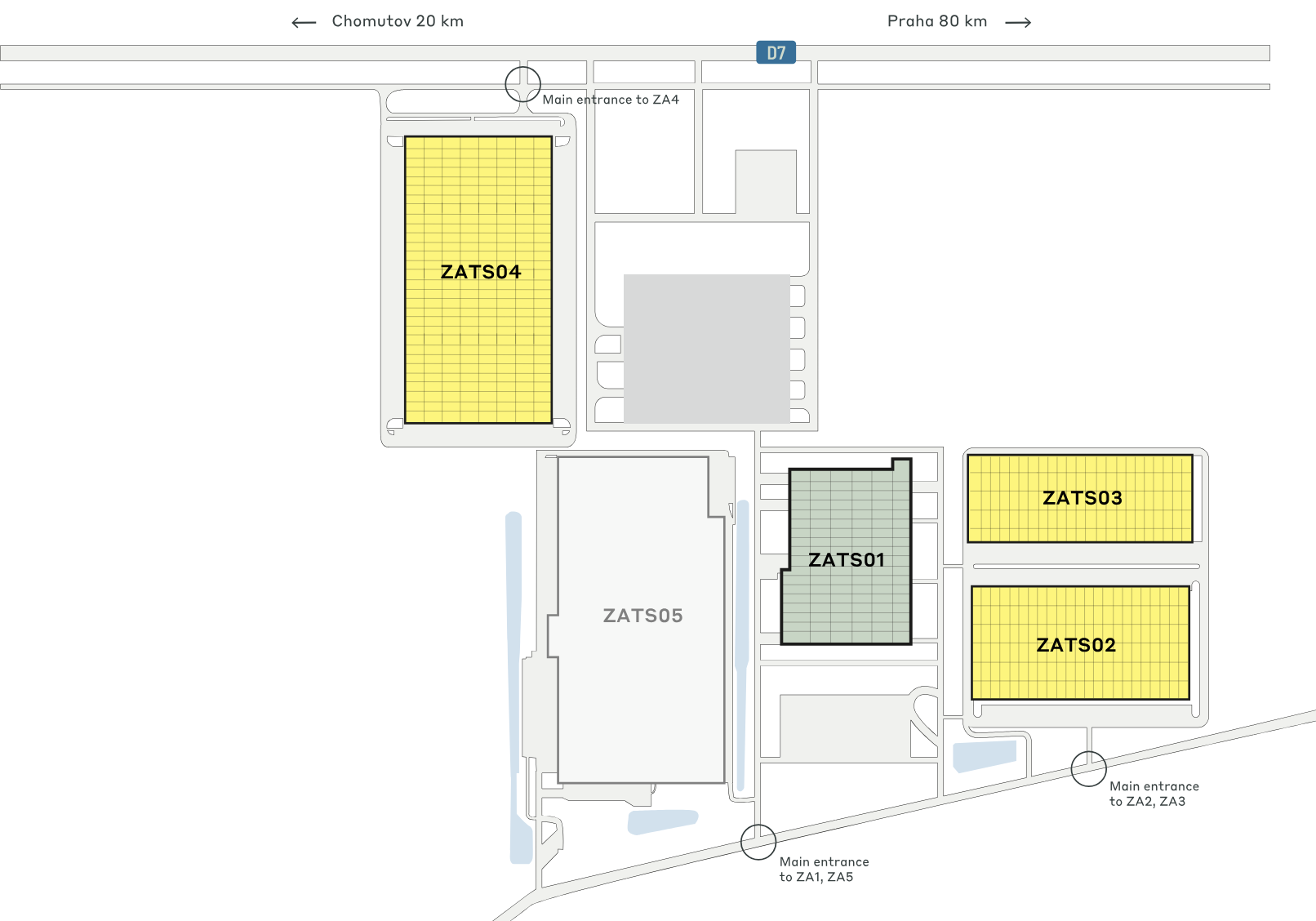 Kiadó raktárak Raktárak CTPark Žatec. Siteplan.