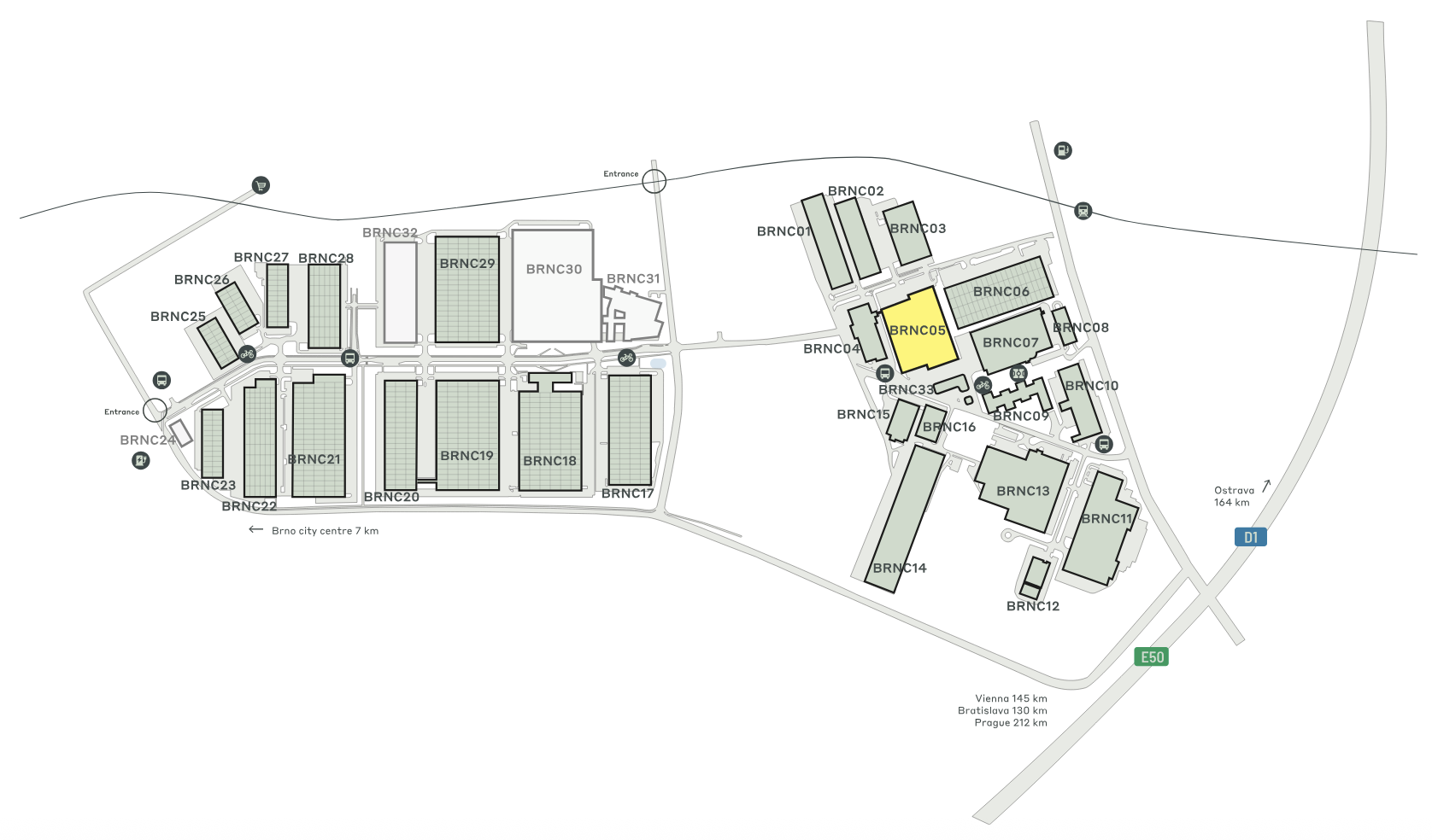 Warehouses for rent in Warehouses CTPark Brno. Siteplan.