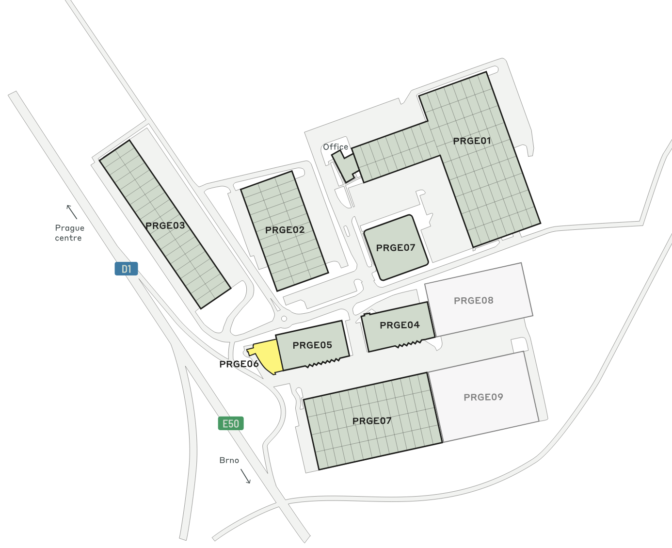 Warehouses for rent in Warehouses CTPark Prague East. Siteplan.