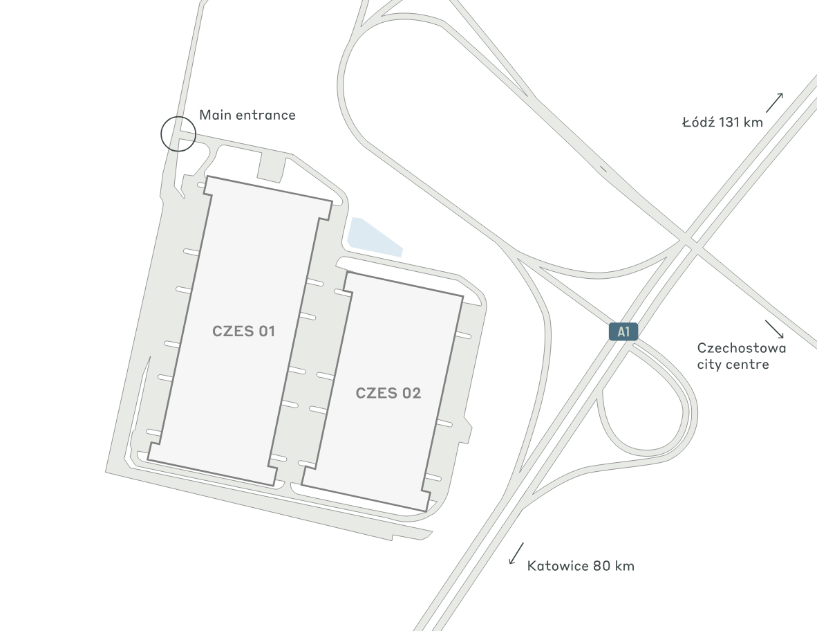 Kiadó raktárak Raktárak CTPark Częstochowa. Siteplan.