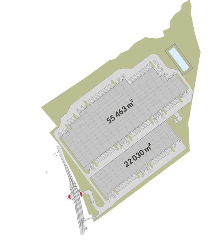Sklady k pronájmu v Sklady 7R Park Warsaw South I. Siteplan.
