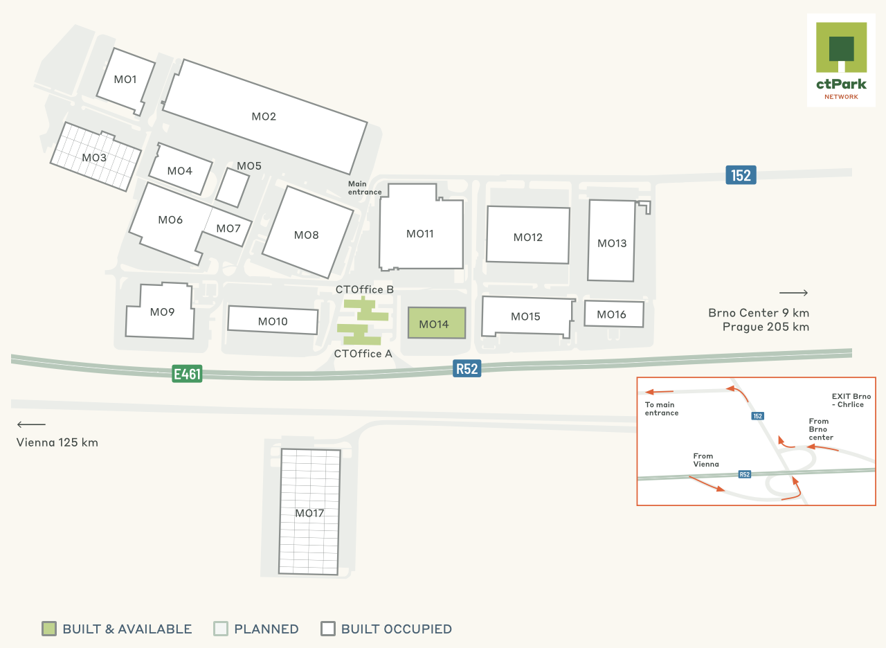 Sklady k pronájmu v Sklady CTPark Modřice. Siteplan.
