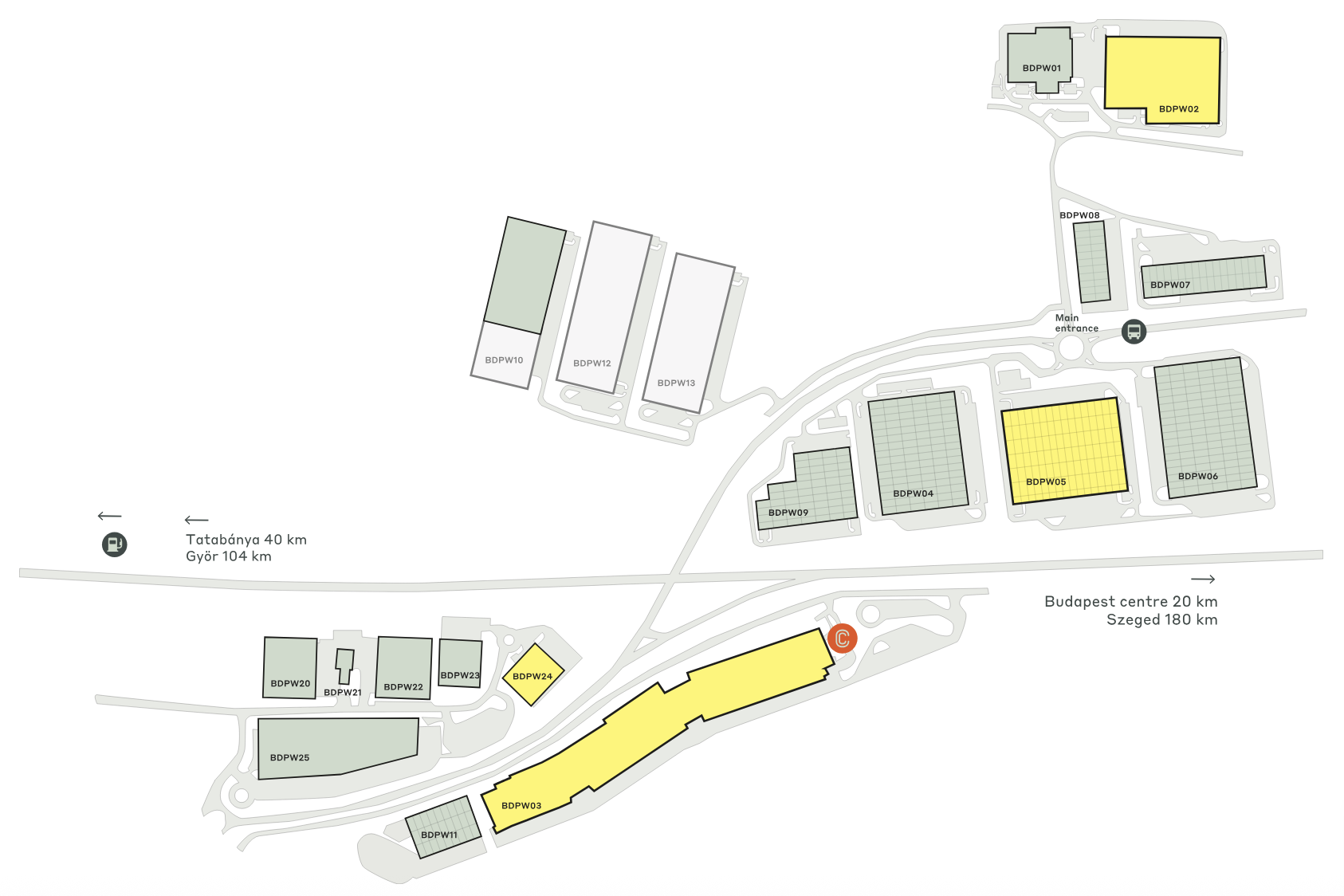 Warehouses for rent in Warehouses CTPark Budapest West. Siteplan.