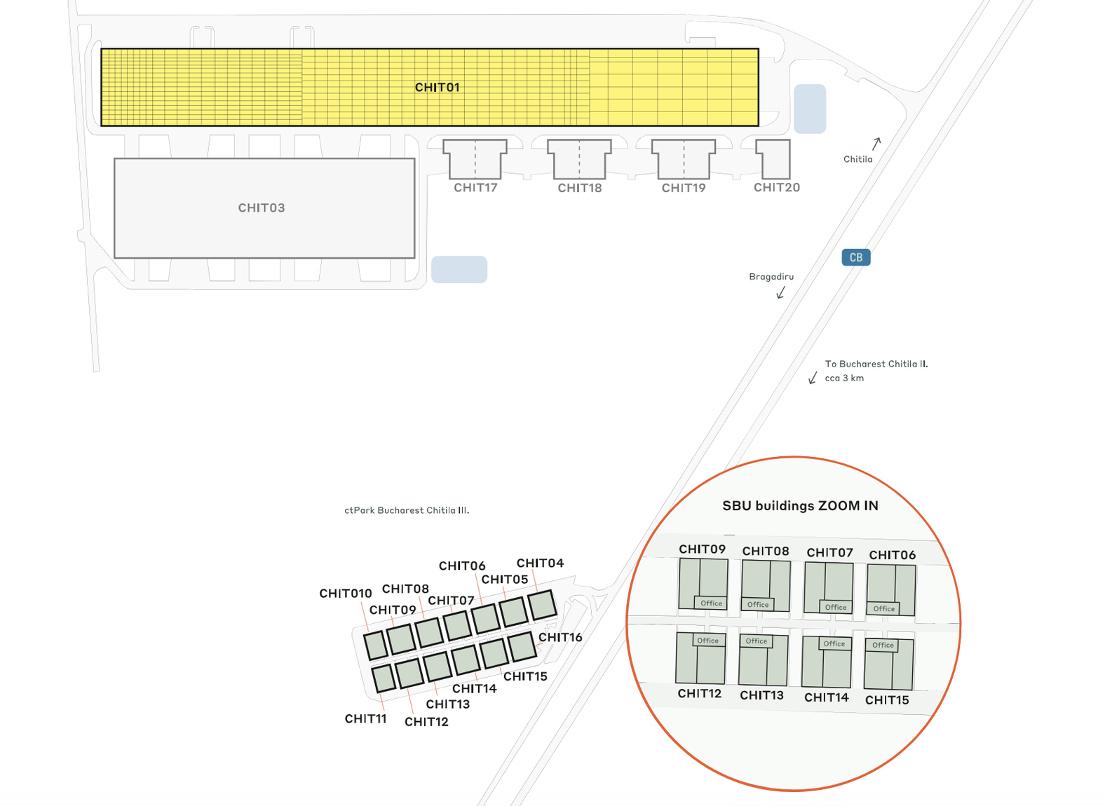 Warehouses CTPark Bucharest Chitila, București - warehouses for rent. Siteplan.