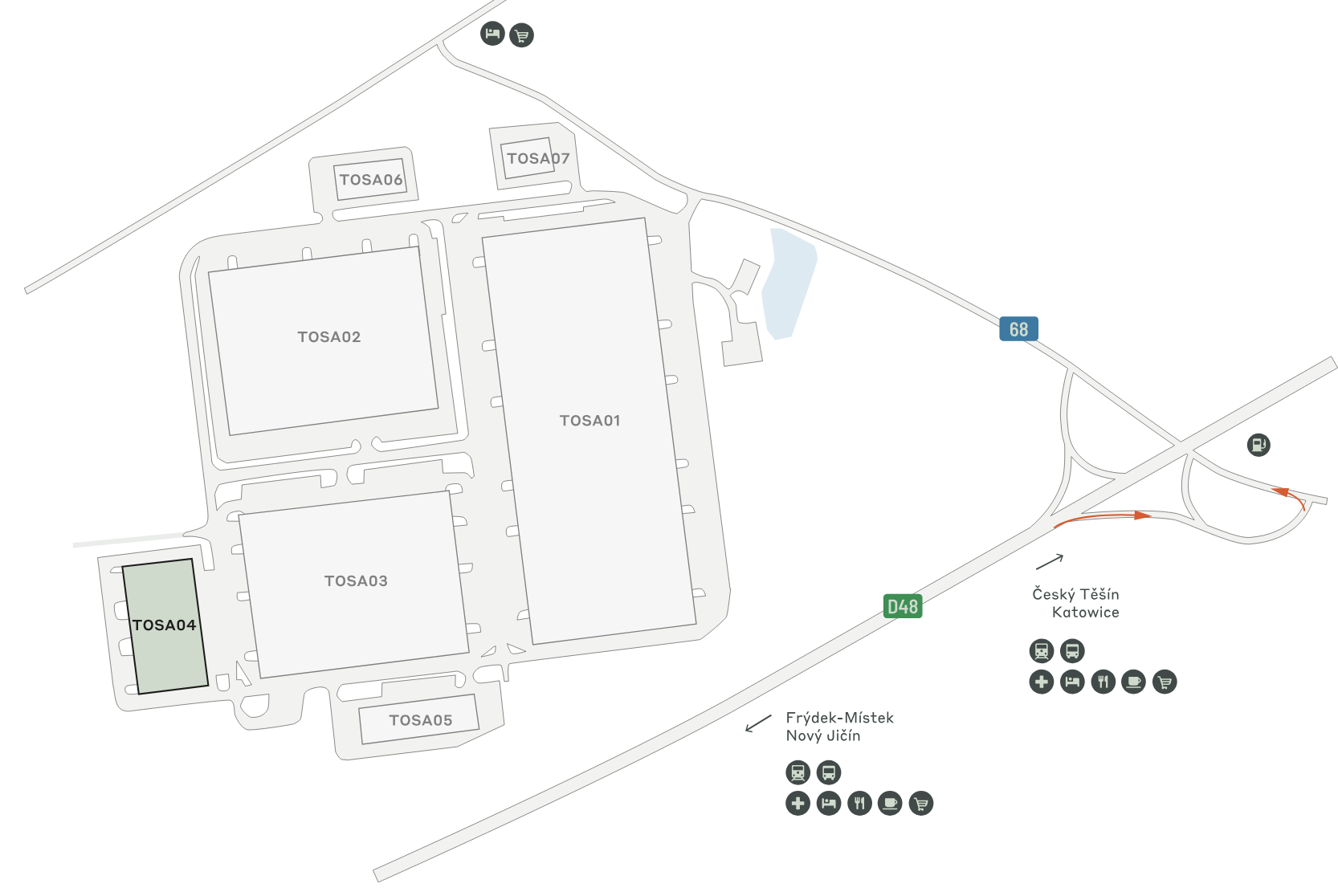 Warehouses CTPark Tošanovice, Ostrava - warehouses for rent. Siteplan.