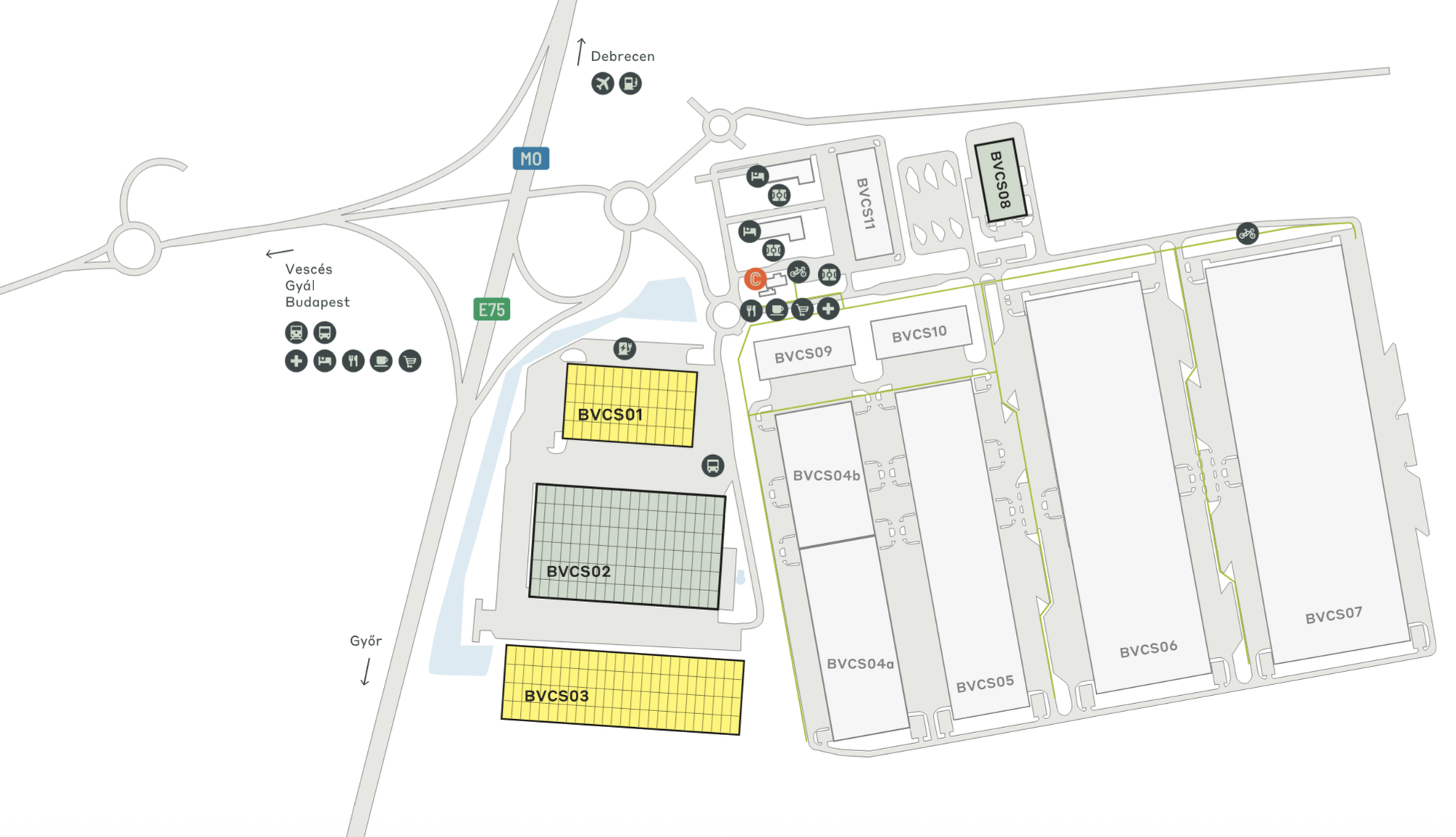 Sklady na prenájom v Sklady CTPark Budapest Vecsés. Siteplan.