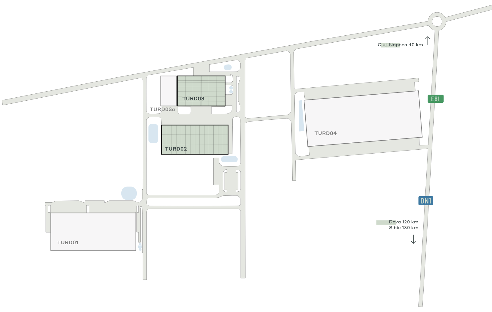 Warehouses CTPARK TURDA, Cluj-Napoca - warehouses for rent. Siteplan.