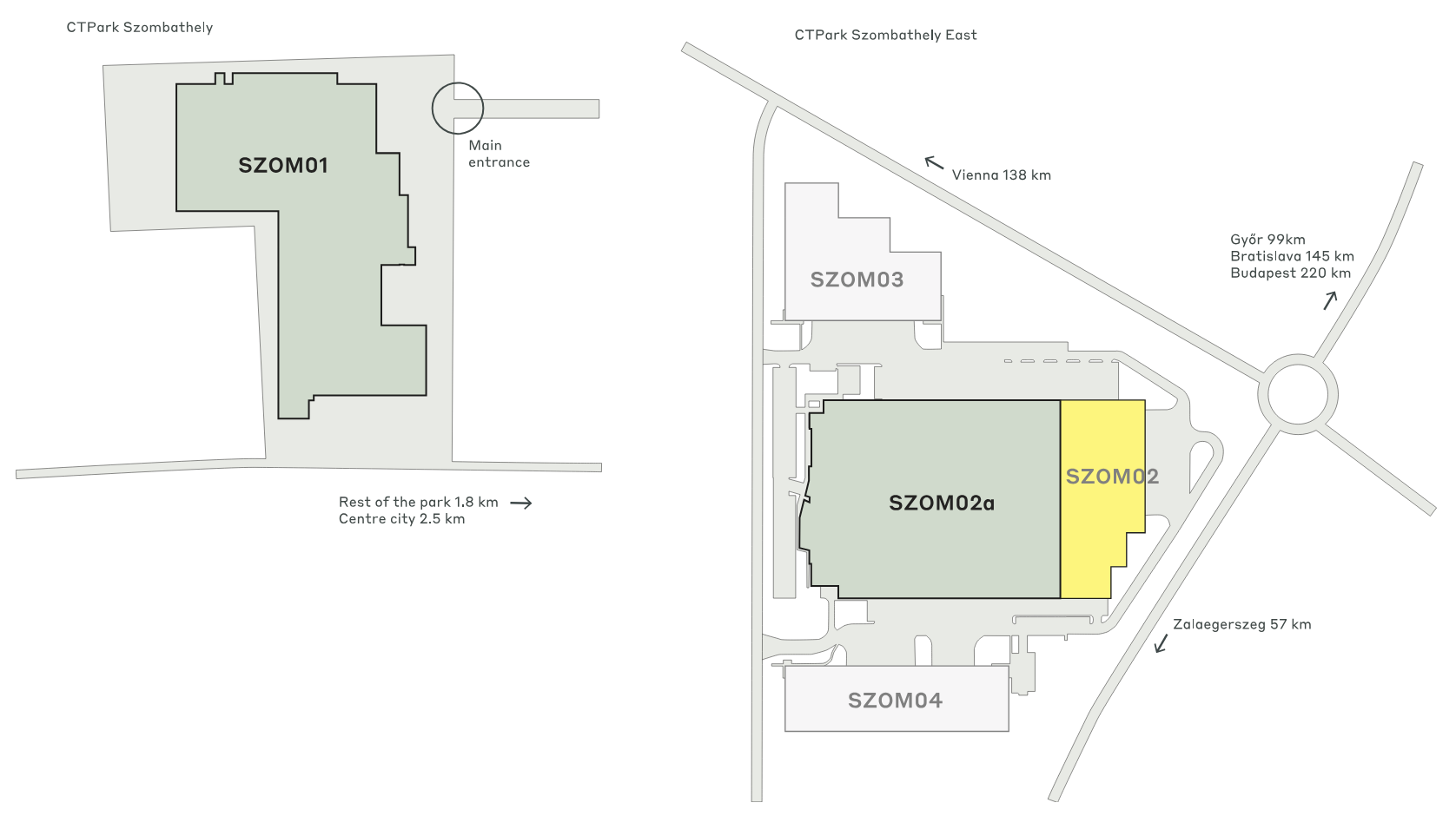 Warehouses for rent in Warehouses CTPark Szombathely. Siteplan.