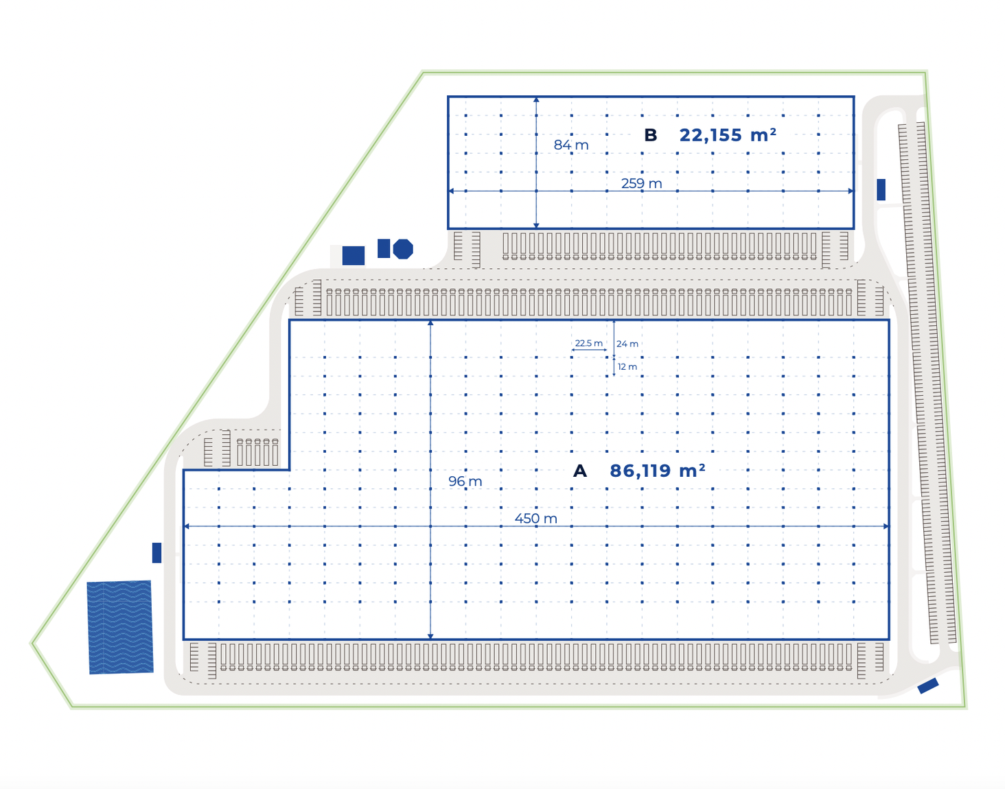 Warehouses Hillwood Poznań-Stęszew, Poznań - warehouses for rent. Siteplan.