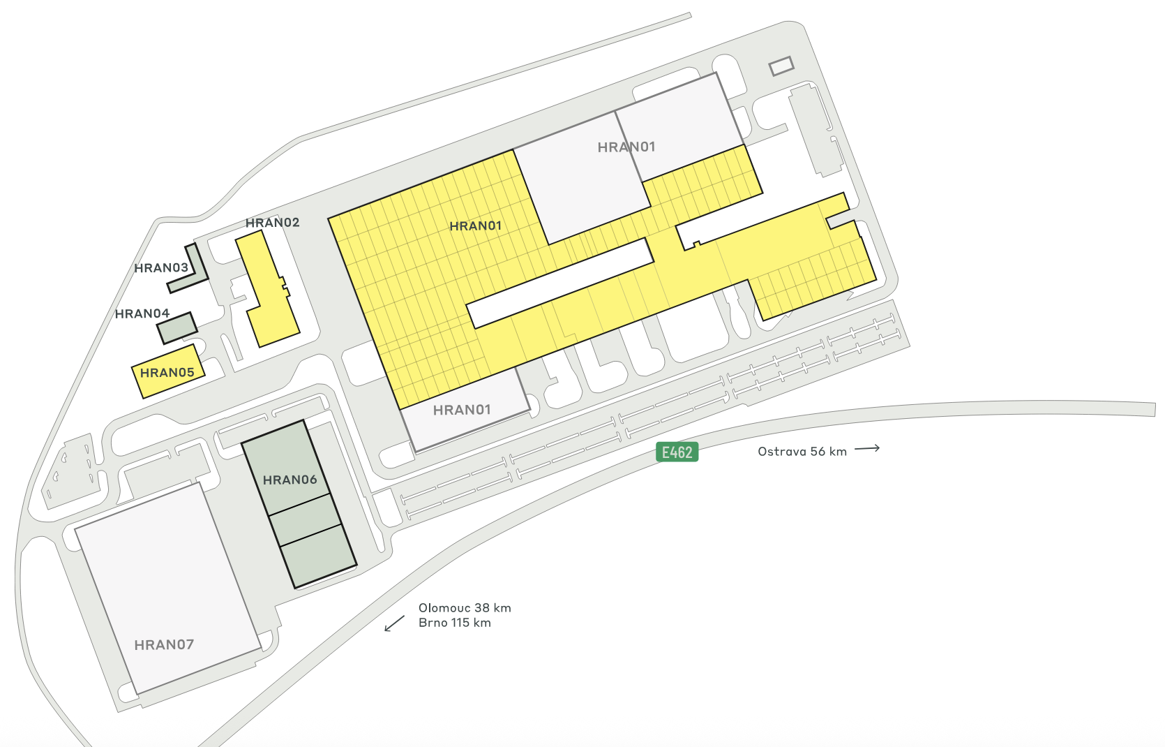 Magazyny do wynajęcia w Magazyny CTPark Hranice. Siteplan.