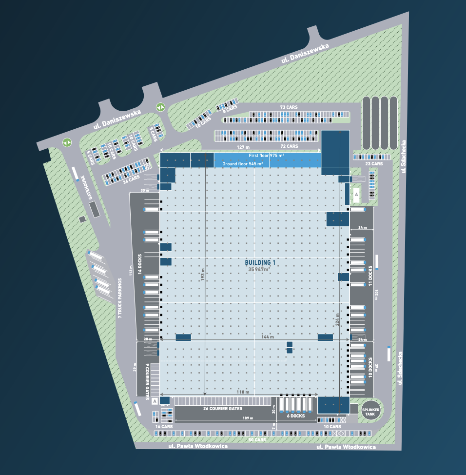 Magazyny do wynajęcia w Magazyny Logicor Annopol. Siteplan.