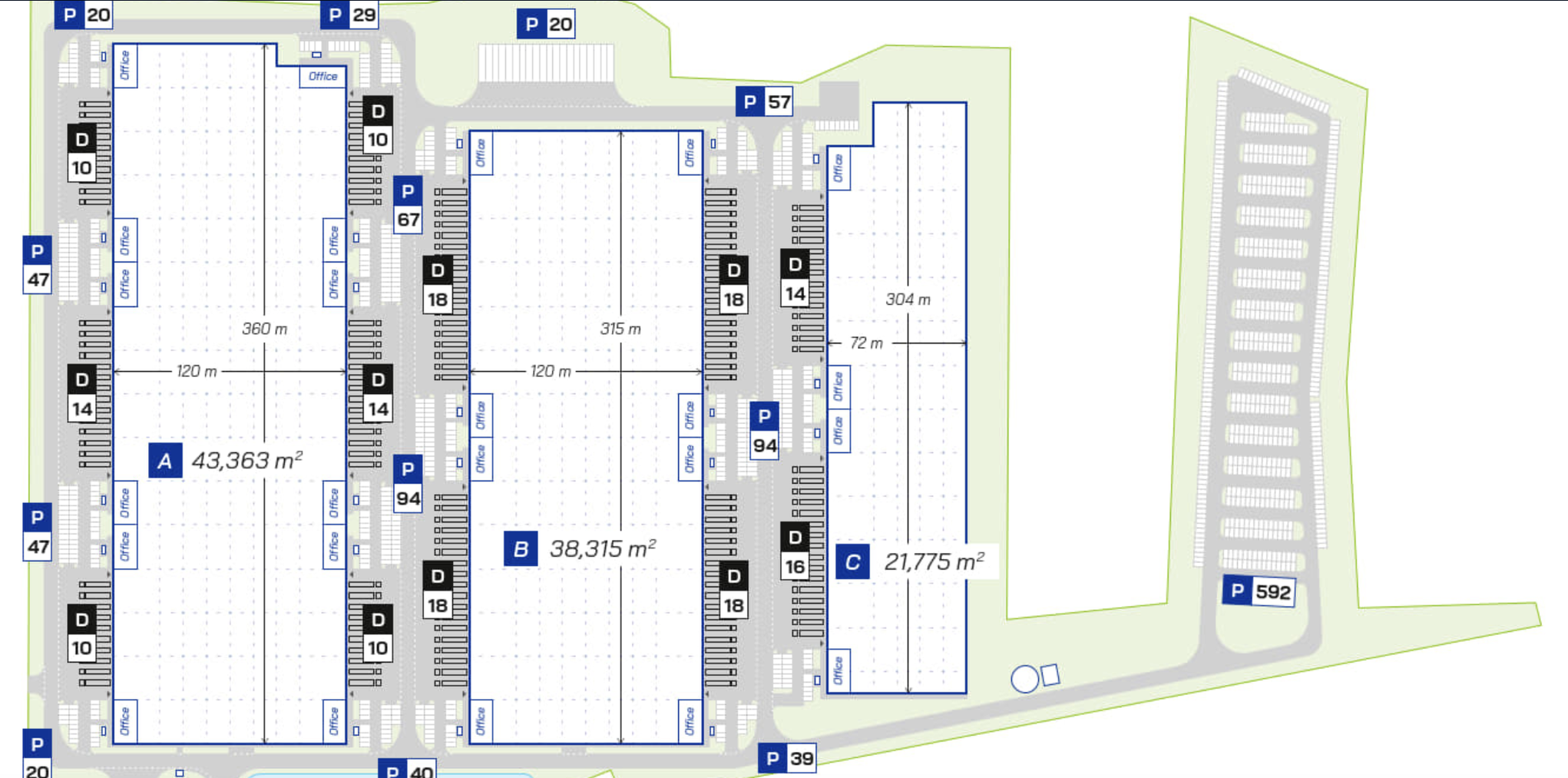 Magazyny do wynajęcia w Magazyny Panattoni Park Iłowa II. Siteplan.