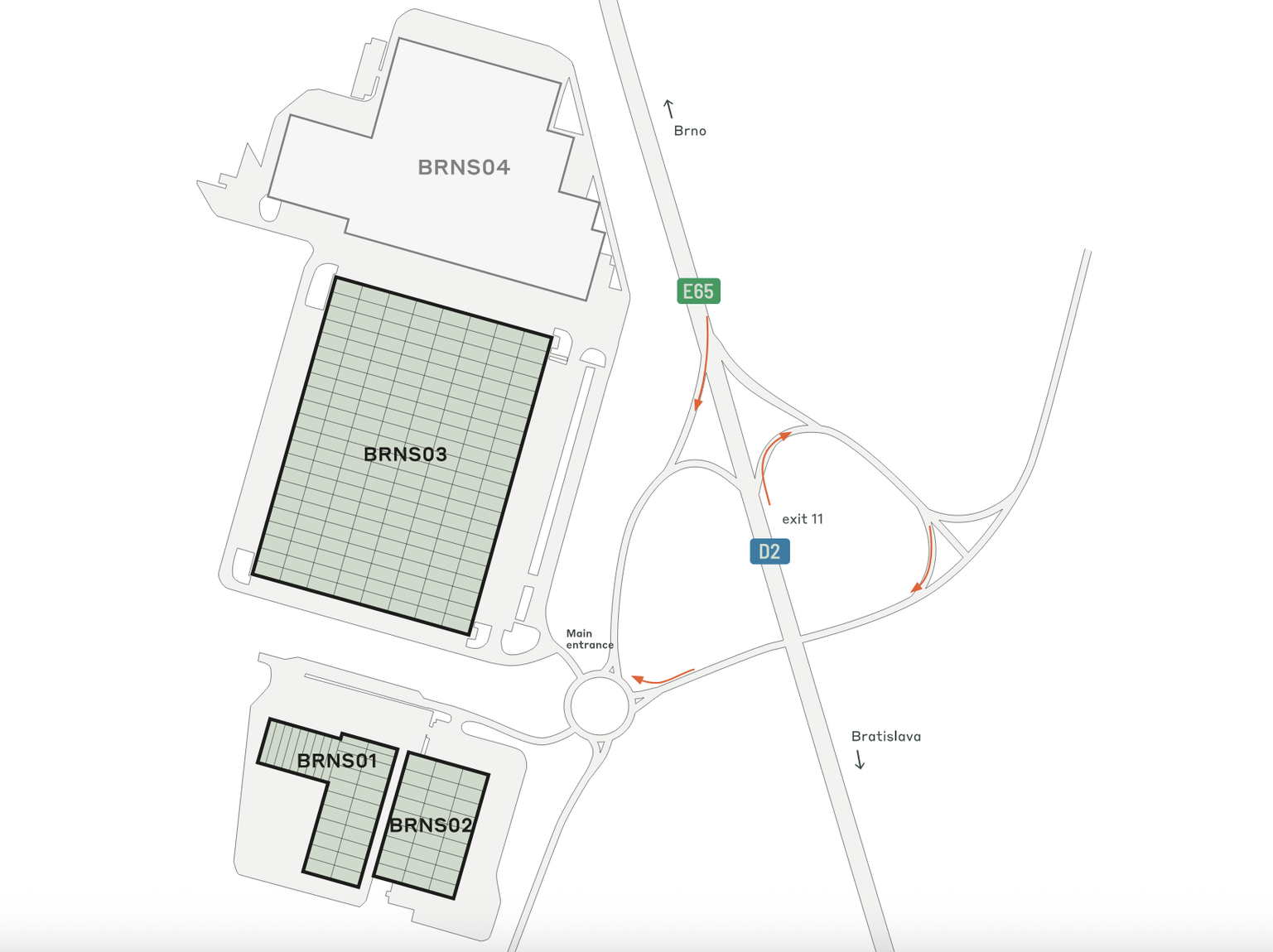 Warehouses for rent in Warehouses CTPark Brno South. Siteplan.