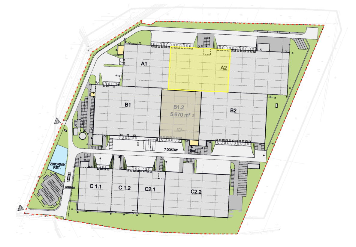 Warehouses for rent in Warehouses MLP Wrocław. Siteplan.
