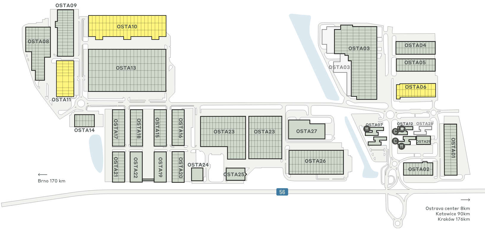 Magazyny do wynajęcia w Magazyny CTPark Ostrava. Siteplan.