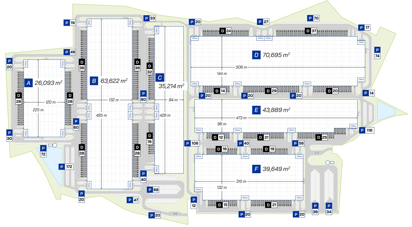 Magazyny Panattoni Park Kostrzyn, Polska Zachodnia - magazyny do wynajęcia. Siteplan.