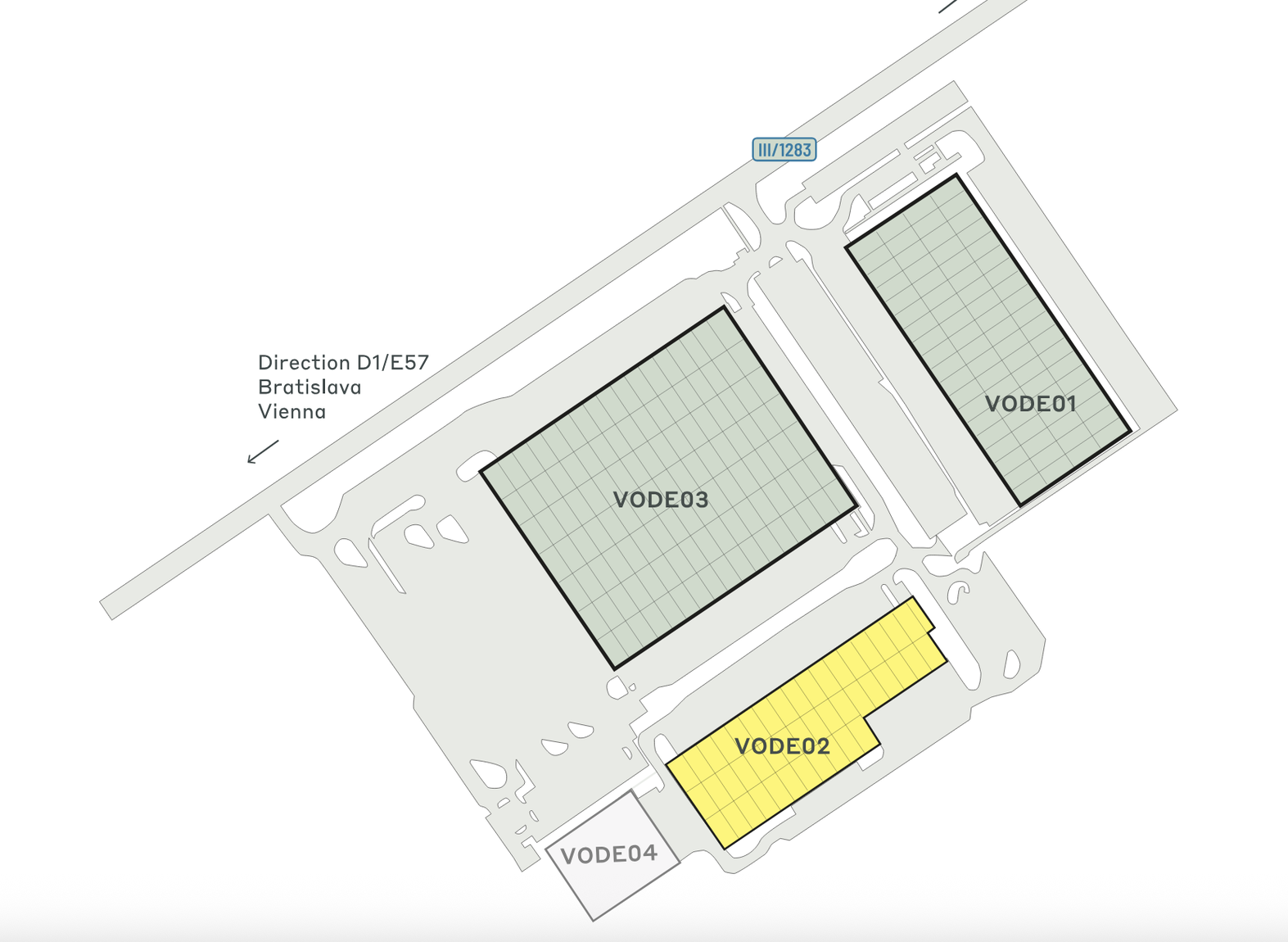 Warehouses for rent in Warehouses CTPark Voderady. Siteplan.