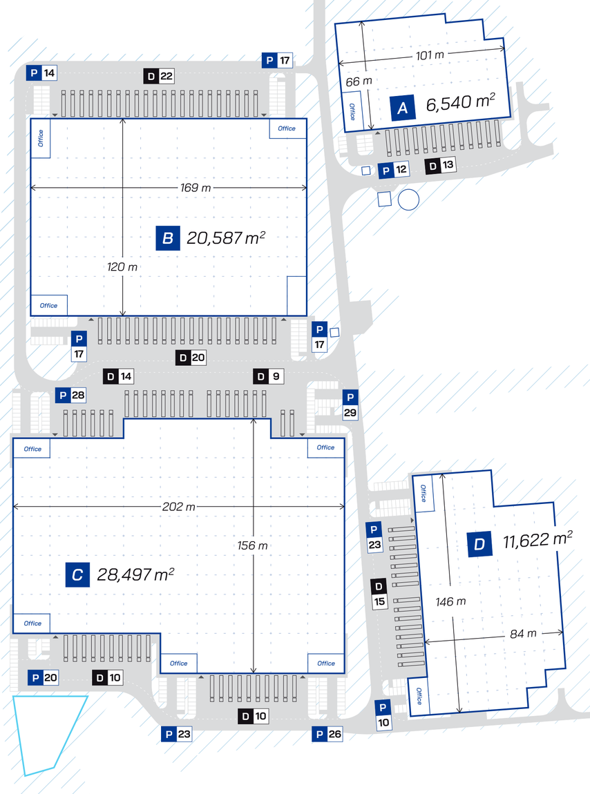 Magazyny do wynajęcia w Magazyny City Logistics Katowice. Siteplan.
