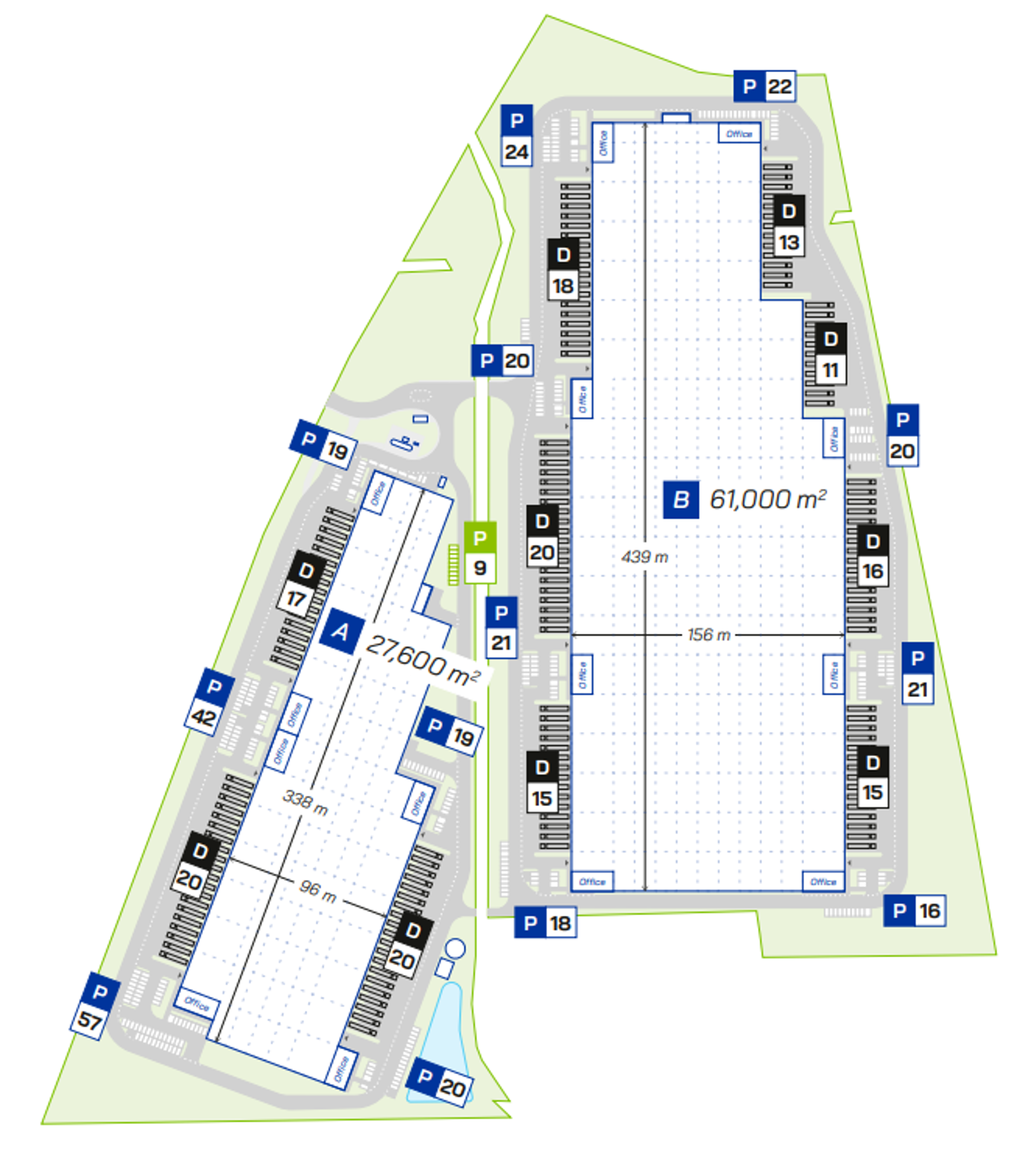 Magazyny Panattoni Park Będzin, Górny Śląsk - magazyny do wynajęcia. Siteplan.