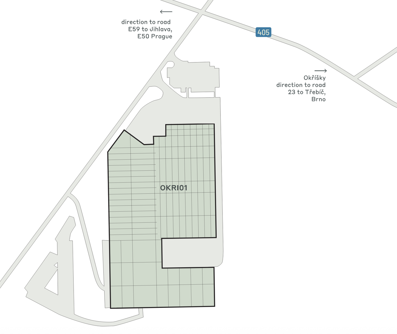 Magazyny do wynajęcia w Magazyny CTPark Okříšky. Siteplan.