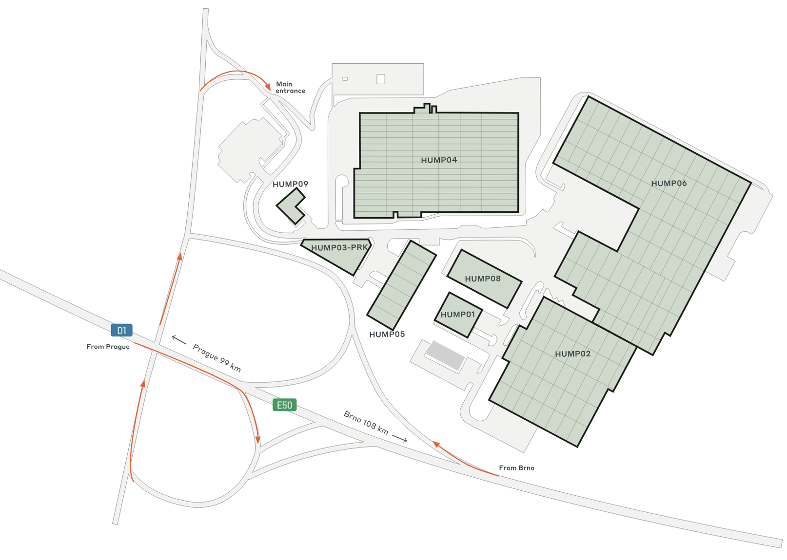 Warehouses for rent in Warehouses CTPark Humpolec. Siteplan.