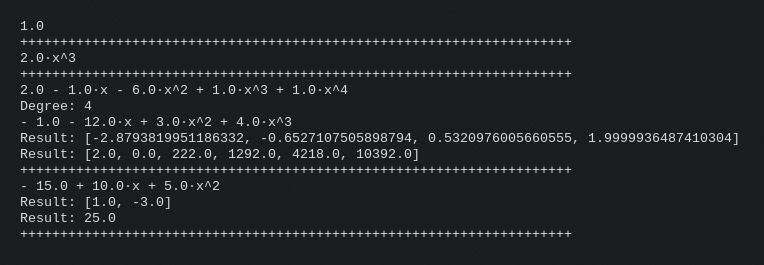 Fig. 1: Readable output of polynomials