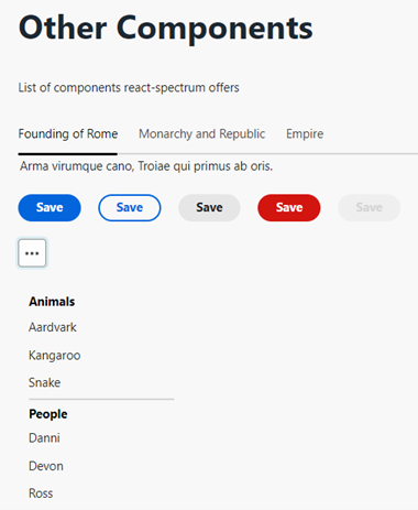 demo showcase react-spectrum