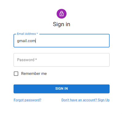 login form showcase with mui