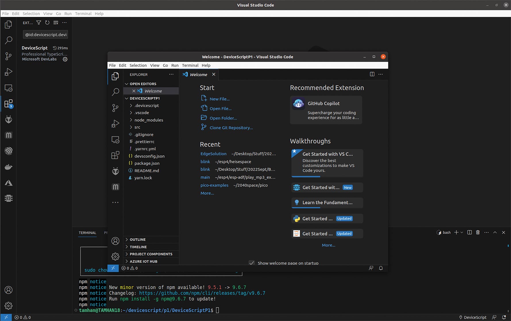 Window optimized for DeviceScript