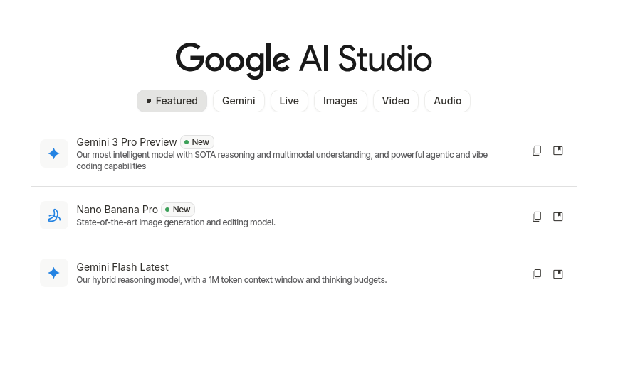 The latest models can be found in the Featured section