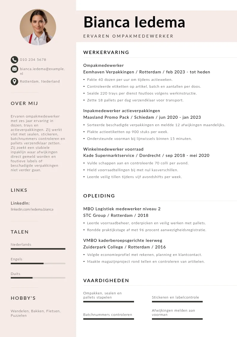 Ervaren ompakmedewerker