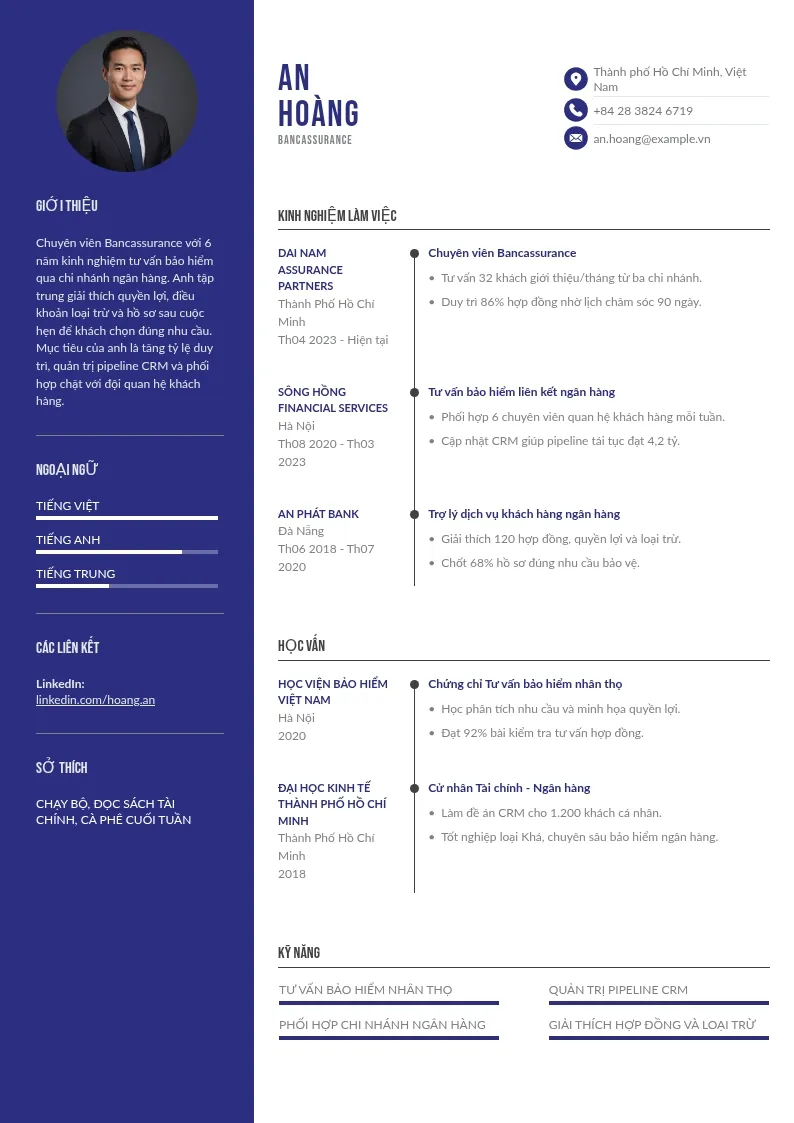 CV bancassurance