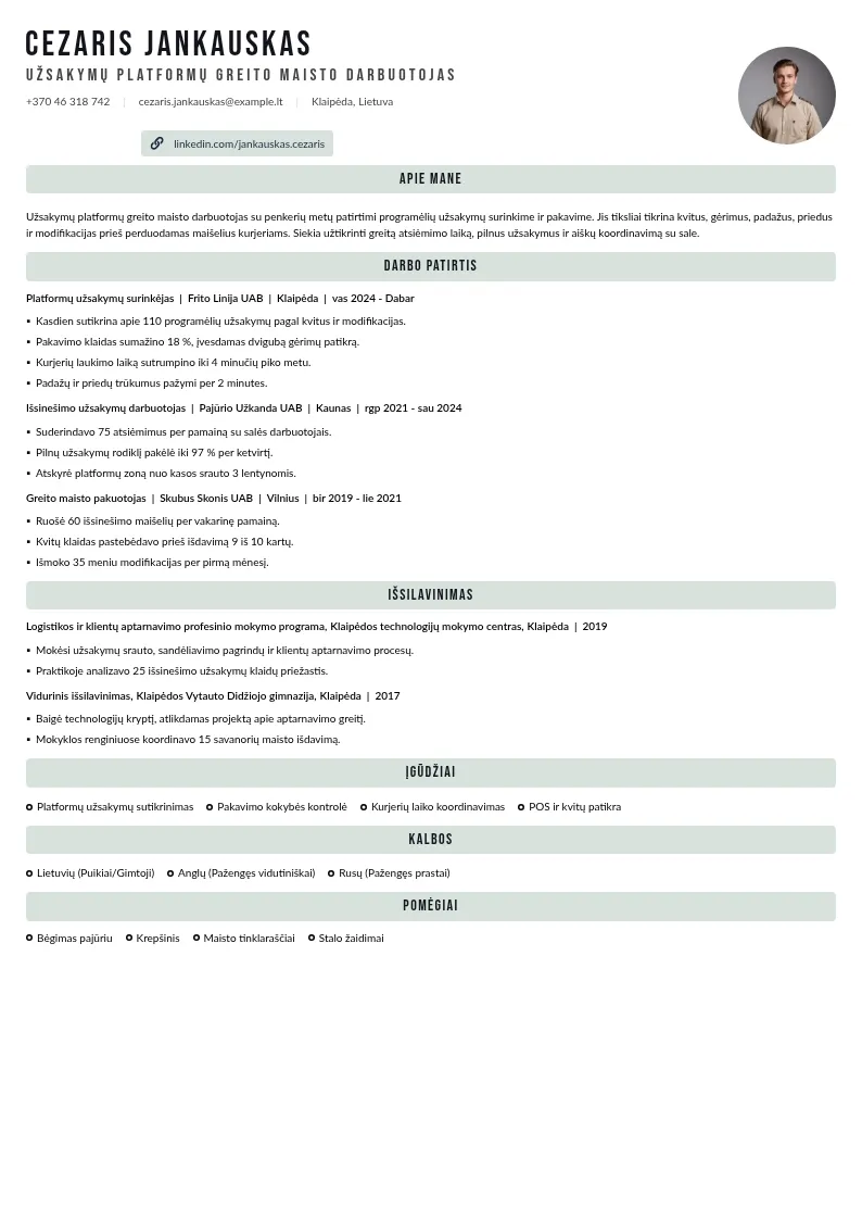 Užsakymai per platformas