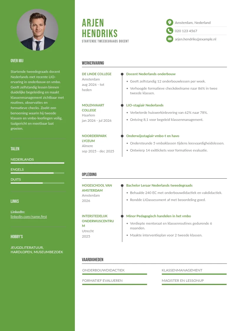 Startende tweedegraads docent