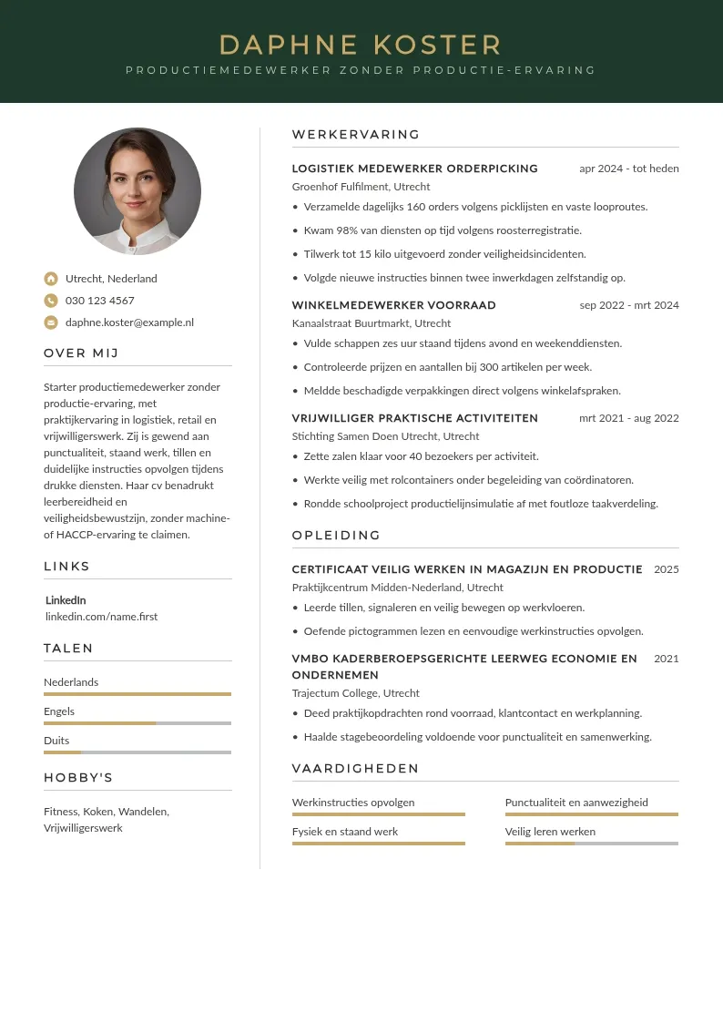 Zonder productie-ervaring